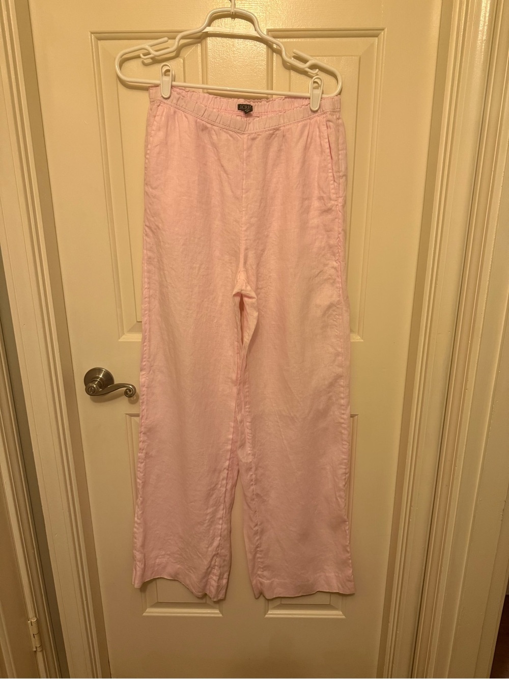 J. Crew Pale Pink Wide-Leg Linen-Blend Pants